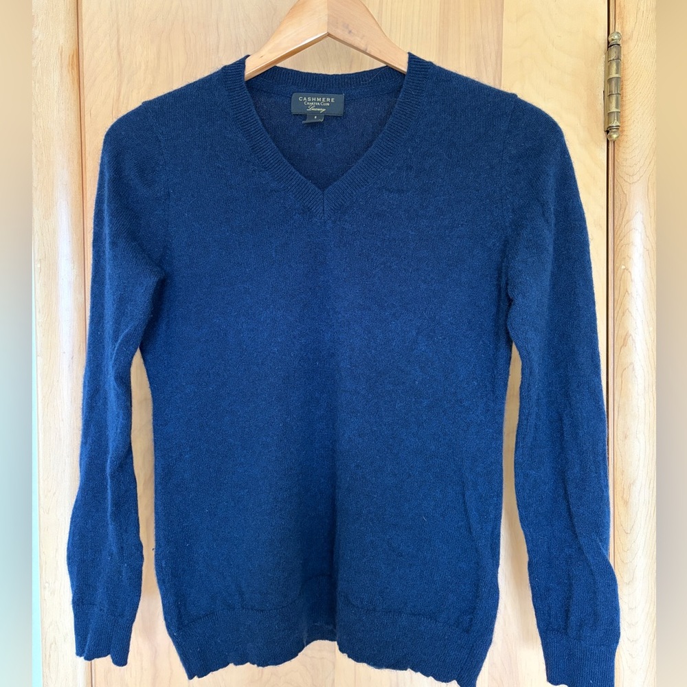 Navy Charter Club Cashmere V-Neck Sweater